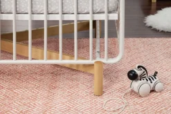 Babyletto Bixby Metal Crib with Toddler Bed Conversion Kit - Warm White / Walnut Stain