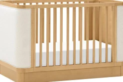 Babyletto Bondi Boucle 4-in-1 Convertible Crib w/ Toddler Bed Conversion Kit - Honey / Ivory Boucle