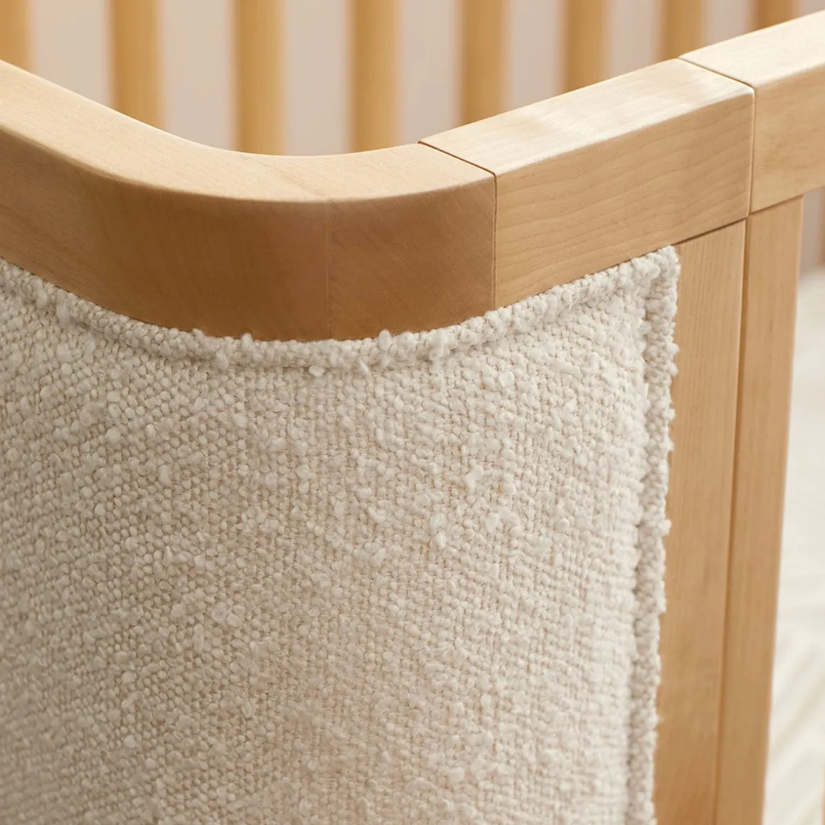 Babyletto Bondi Boucle 4-in-1 Convertible Crib w/ Toddler Bed Conversion Kit - Honey / Ivory Boucle
