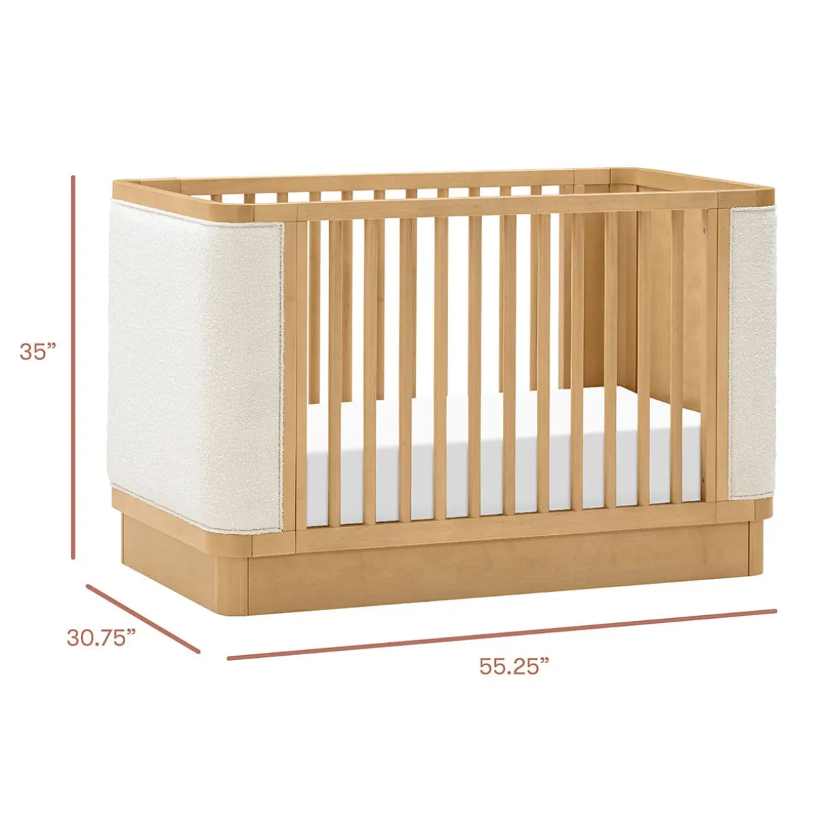 Babyletto Bondi Boucle 4-in-1 Convertible Crib w/ Toddler Bed Conversion Kit - Honey / Ivory Boucle