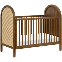 Babyletto Bondi Cane 3-in-1 Convertible Crib w/ Toddler Bed Conversion Kit - Natural Walnut / Natural Cane