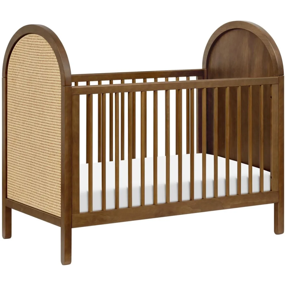 Babyletto Bondi Cane 3-in-1 Convertible Crib w/ Toddler Bed Conversion Kit - Natural Walnut / Natural Cane