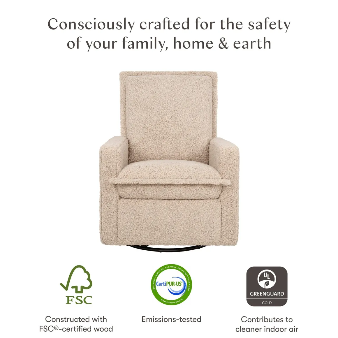 Babyletto Cali Flange Gliding Swivel Recliner - Chai Shearling