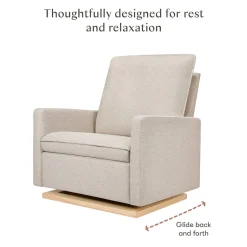 Babyletto Cali Pillowback Chair and a Half Glider - Performance Beach Eco-Weave w/ Light Wood Base