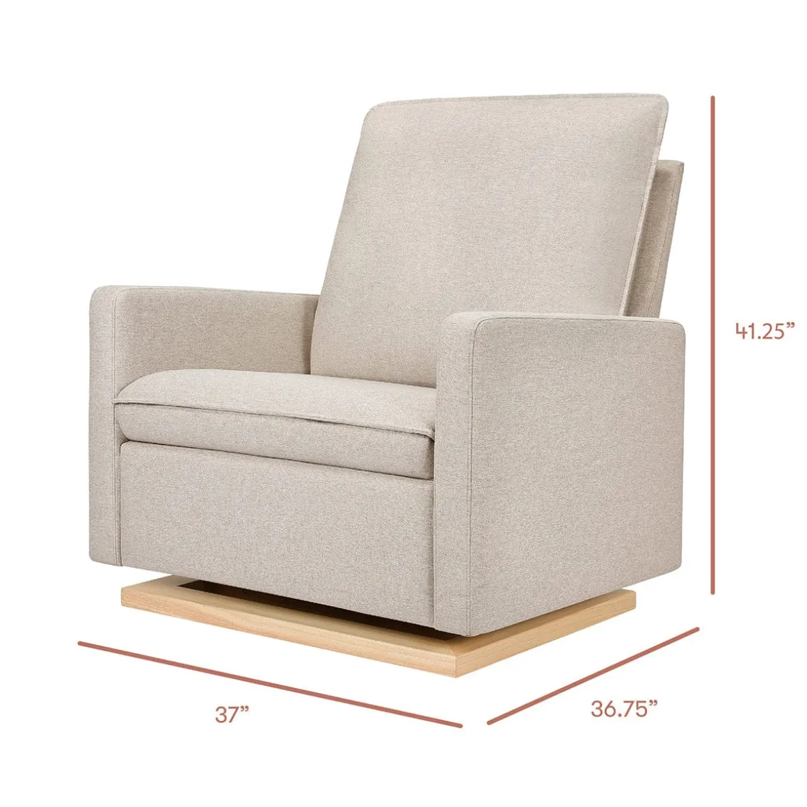 Babyletto Cali Pillowback Chair and a Half Glider - Performance Beach Eco-Weave w/ Light Wood Base