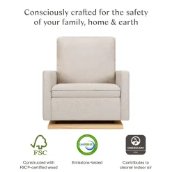 Babyletto Cali Pillowback Chair and a Half Glider - Performance Beach Eco-Weave w/ Light Wood Base