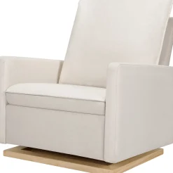 Babyletto Cali Pillowback Chair and a Half Glider - Performance Cream Eco-Weave w/ Light Wood Base