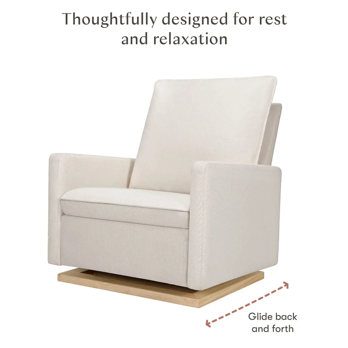 Babyletto Cali Pillowback Chair and a Half Glider - Performance Cream Eco-Weave w/ Light Wood Base