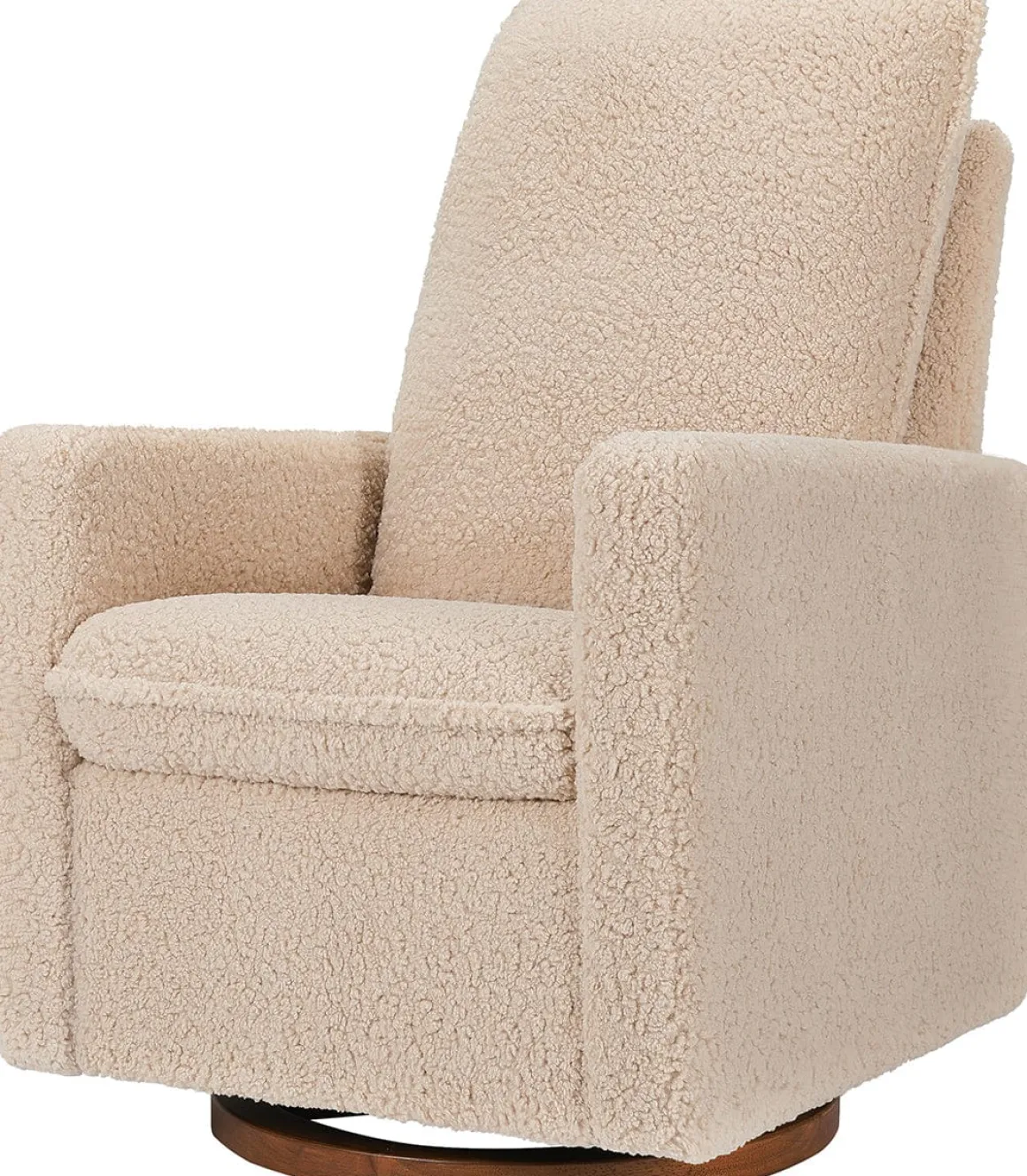 Babyletto Cali Pillowback Swivel Glider - Chai Shearling w/Dark Wood Base