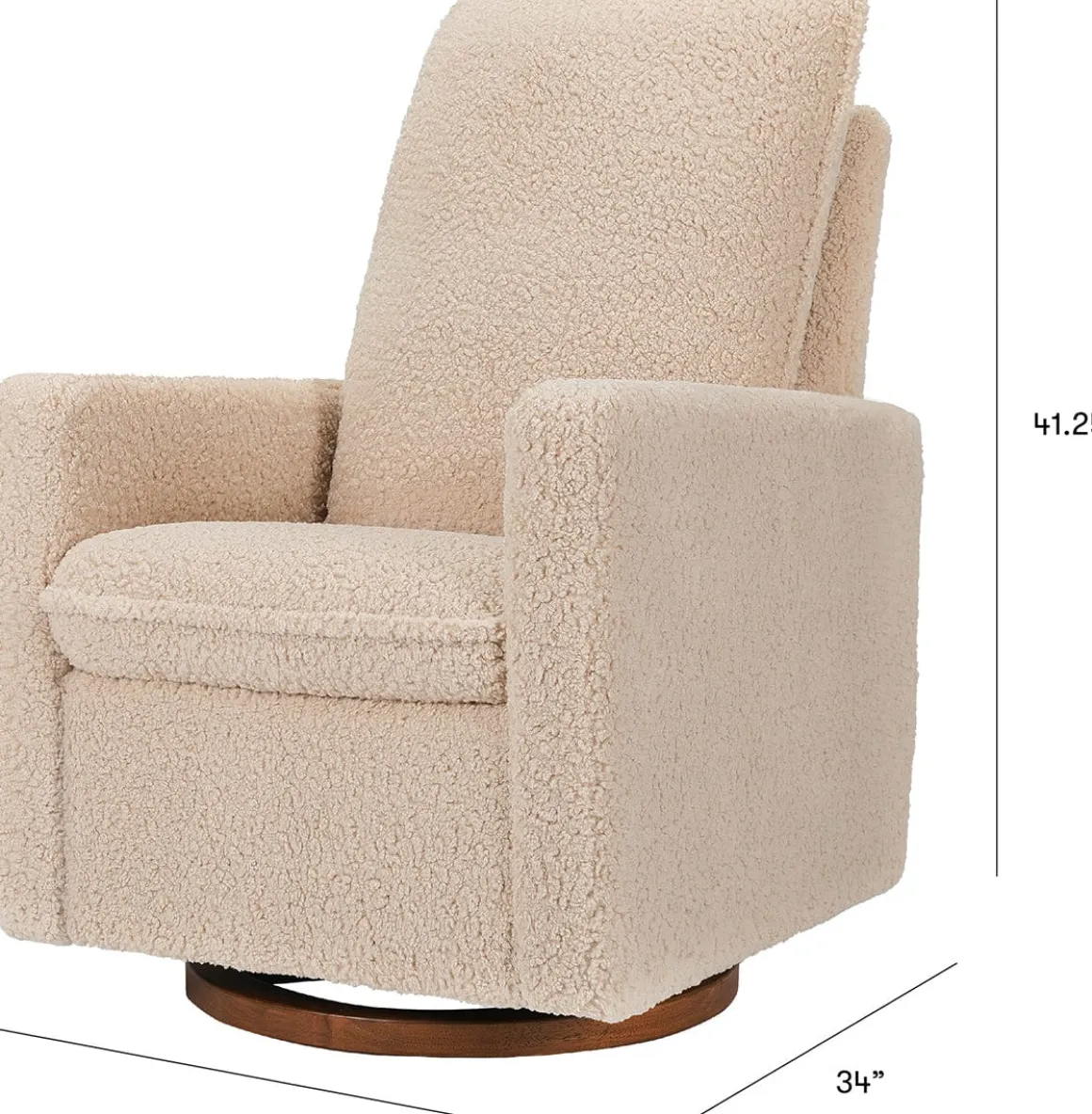 Babyletto Cali Pillowback Swivel Glider - Chai Shearling w/Dark Wood Base