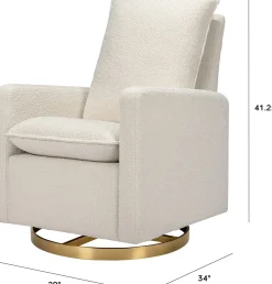 Babyletto Cali Pillowback Swivel Glider - Ivory Boucle w/ Gold Base