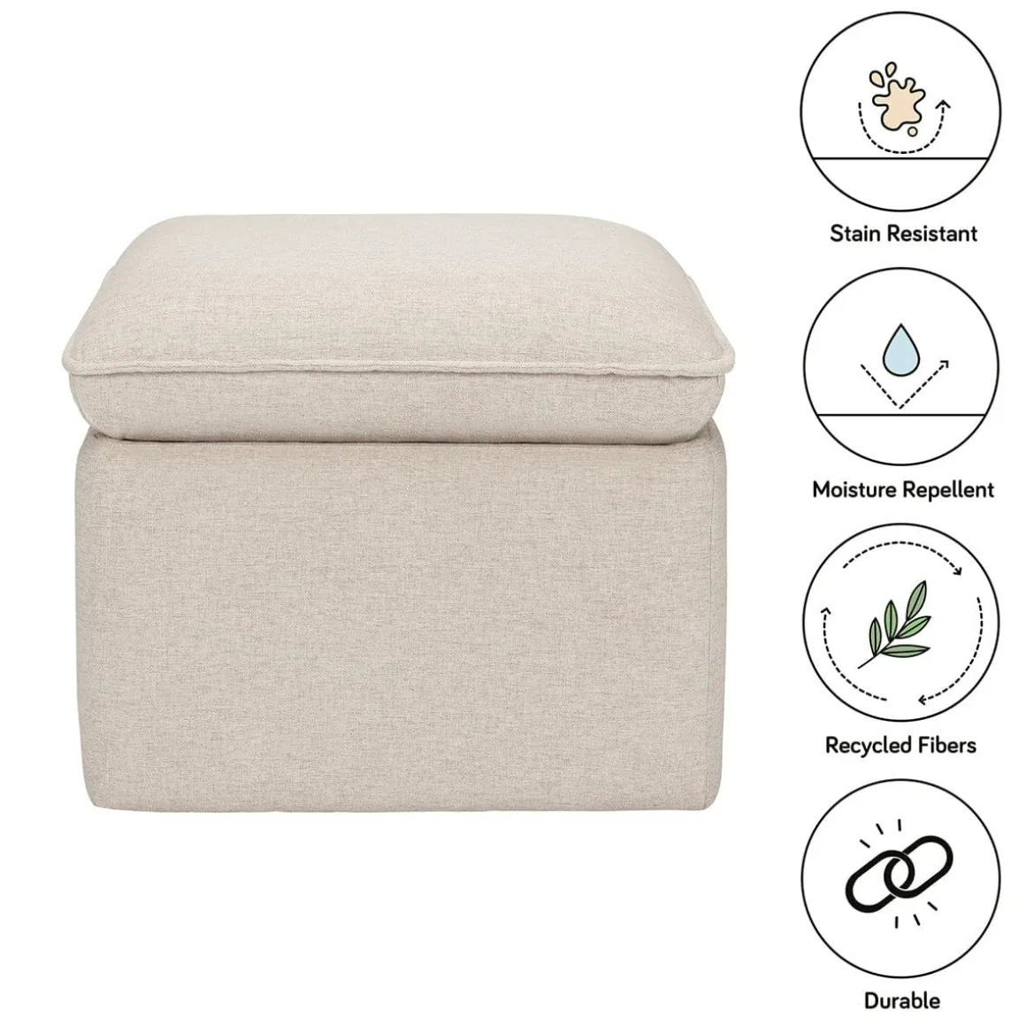 Babyletto Cali Storage Ottoman - Performance Beach Eco-Weave
