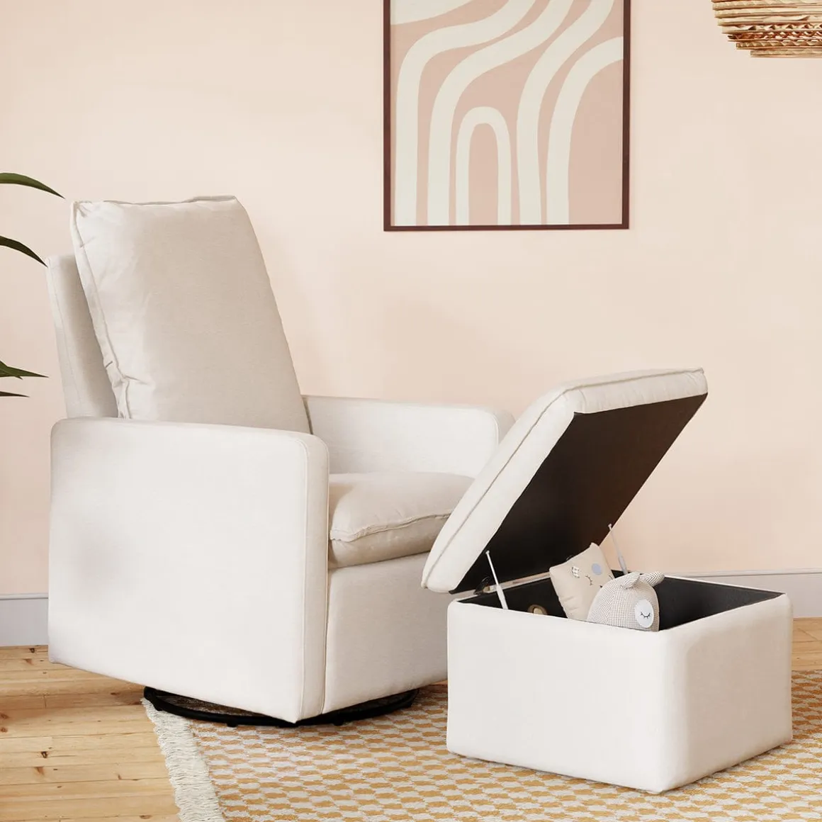 Babyletto Cali Storage Ottoman - Performance Cream Eco-Weave