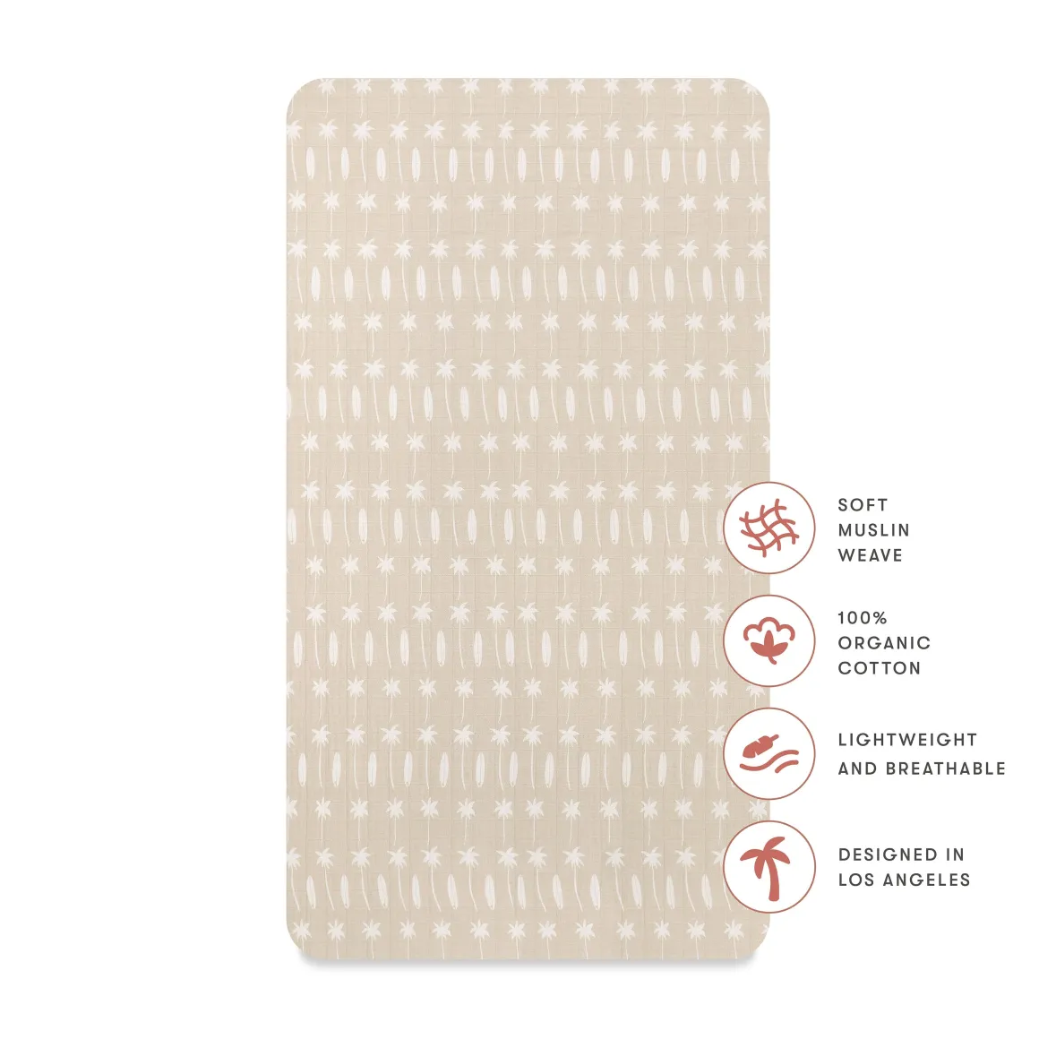 Babyletto Crib Sheet in GOTS Certified Organic Muslin Cotton-Beach Bum