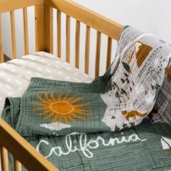 Babyletto Crib Sheet in GOTS Certified Organic Muslin Cotton-Beach Bum