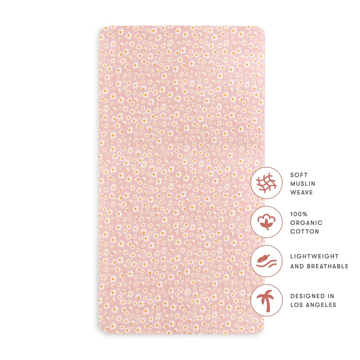 Babyletto Crib Sheet in GOTS Certified Organic Muslin Cotton-Daisy
