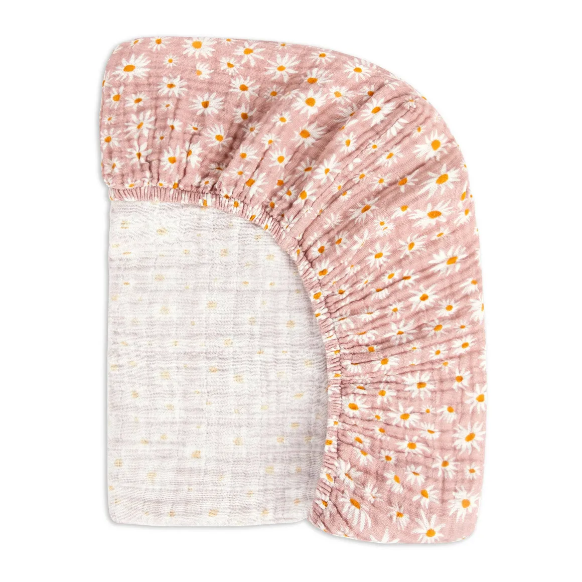 Babyletto Crib Sheet in GOTS Certified Organic Muslin Cotton-Daisy