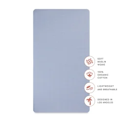 Babyletto Crib Sheet in GOTS Certified Organic Muslin Cotton-Dewdrop