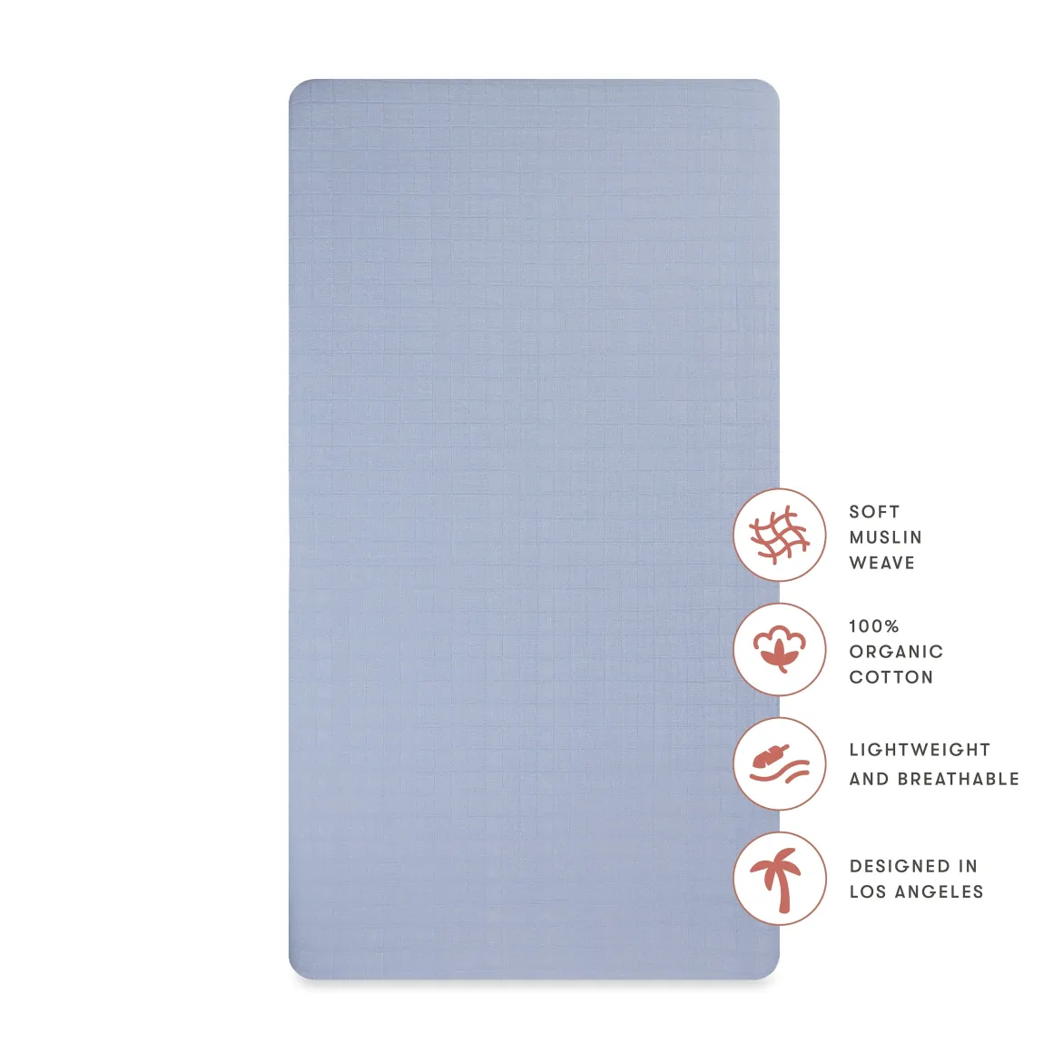 Babyletto Crib Sheet in GOTS Certified Organic Muslin Cotton-Dewdrop