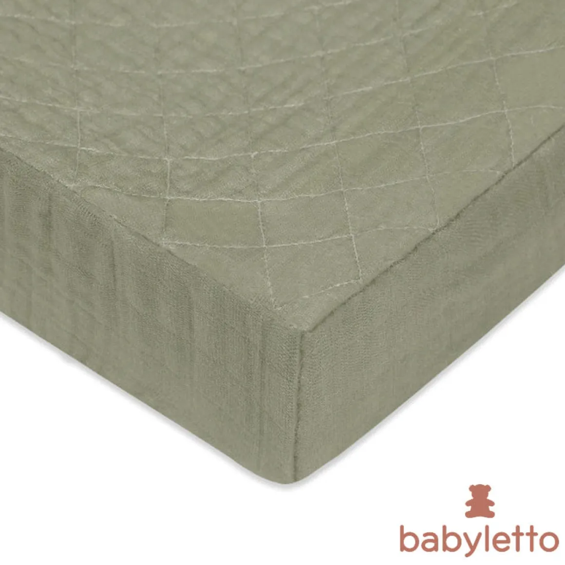 Babyletto Crib Sheet in GOTS Certified Organic Muslin Cotton-Matcha