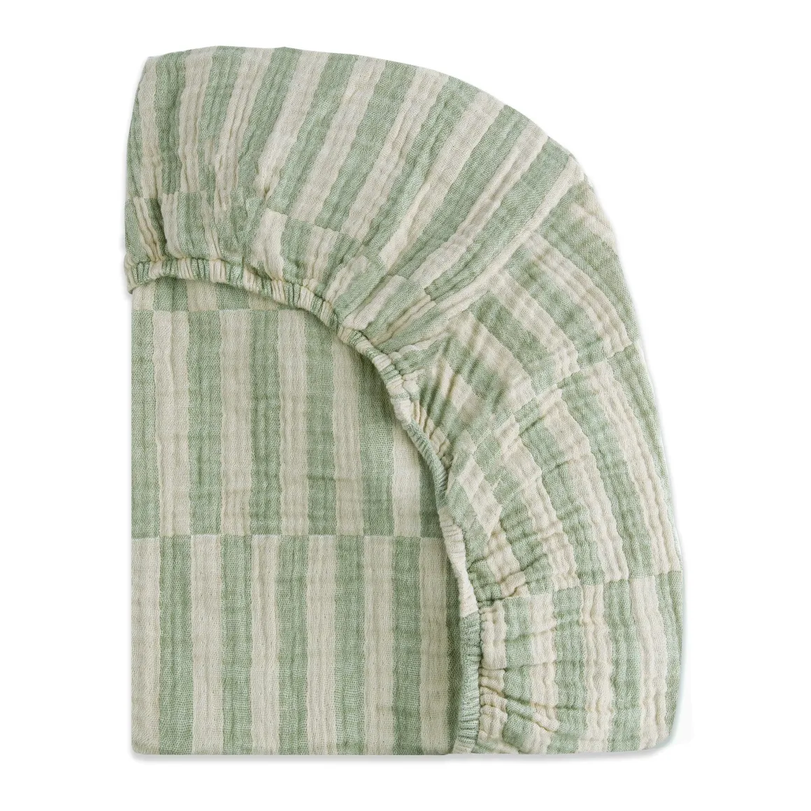 Babyletto Crib Sheet in GOTS Certified Organic Muslin Cotton-Moss Stripe