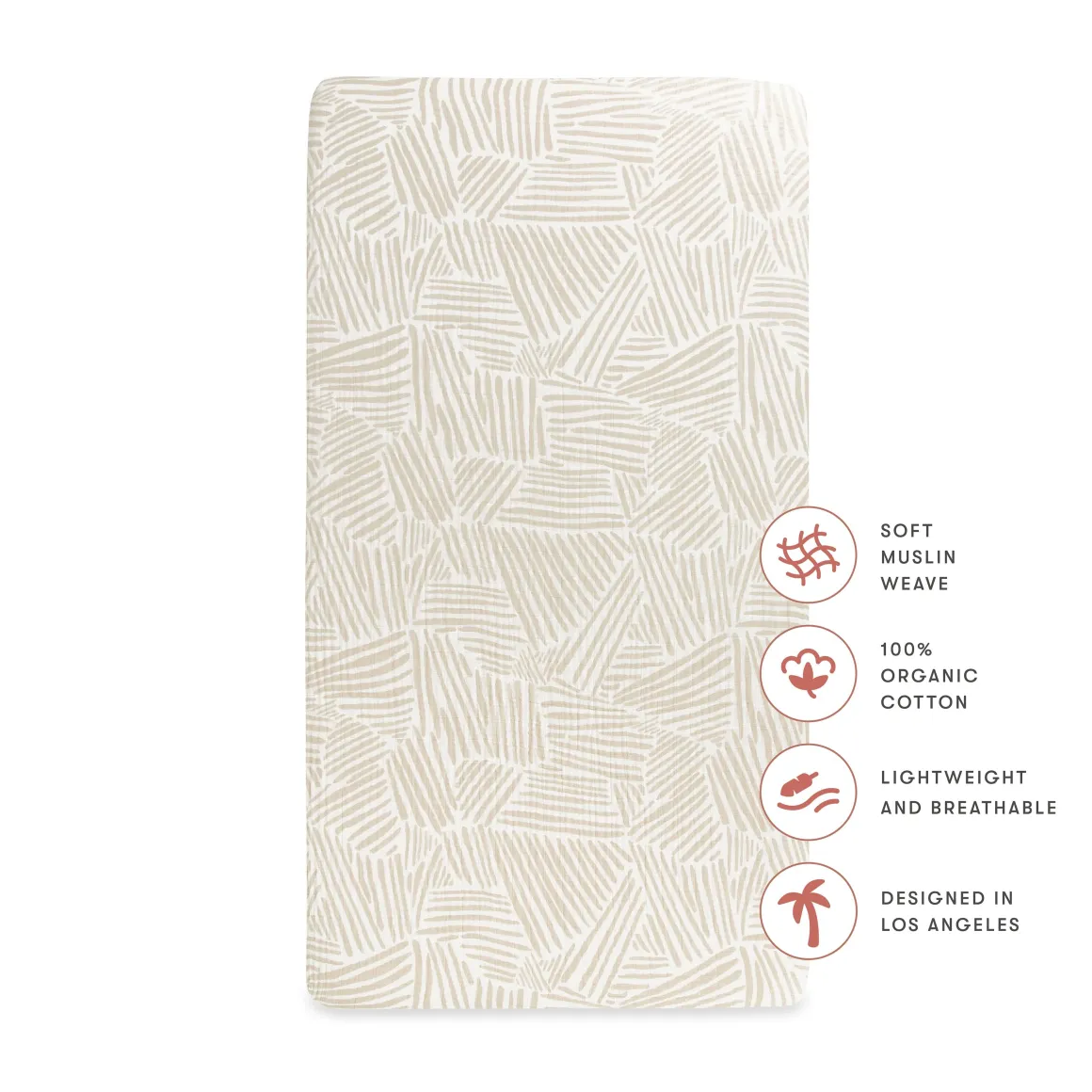Babyletto Crib Sheet in GOTS Certified Organic Muslin Cotton-Oat Stripe