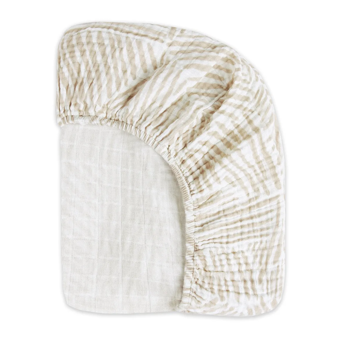 Babyletto Crib Sheet in GOTS Certified Organic Muslin Cotton-Oat Stripe