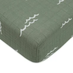 Babyletto Crib Sheet in GOTS Certified Organic Muslin Cotton-Ocean Waves