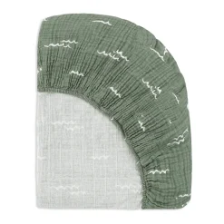 Babyletto Crib Sheet in GOTS Certified Organic Muslin Cotton-Ocean Waves