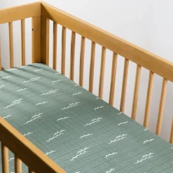 Babyletto Crib Sheet in GOTS Certified Organic Muslin Cotton-Ocean Waves