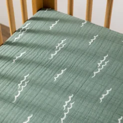 Babyletto Crib Sheet in GOTS Certified Organic Muslin Cotton-Ocean Waves