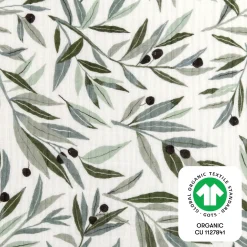 Babyletto Crib Sheet in GOTS Certified Organic Muslin Cotton-Olive Branches