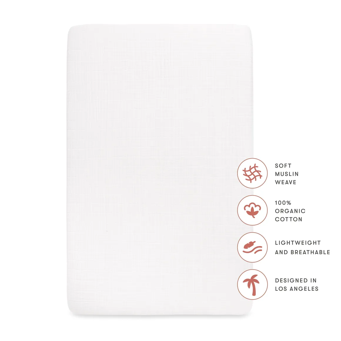 Babyletto Crib Sheet in GOTS Certified Organic Muslin Cotton-White