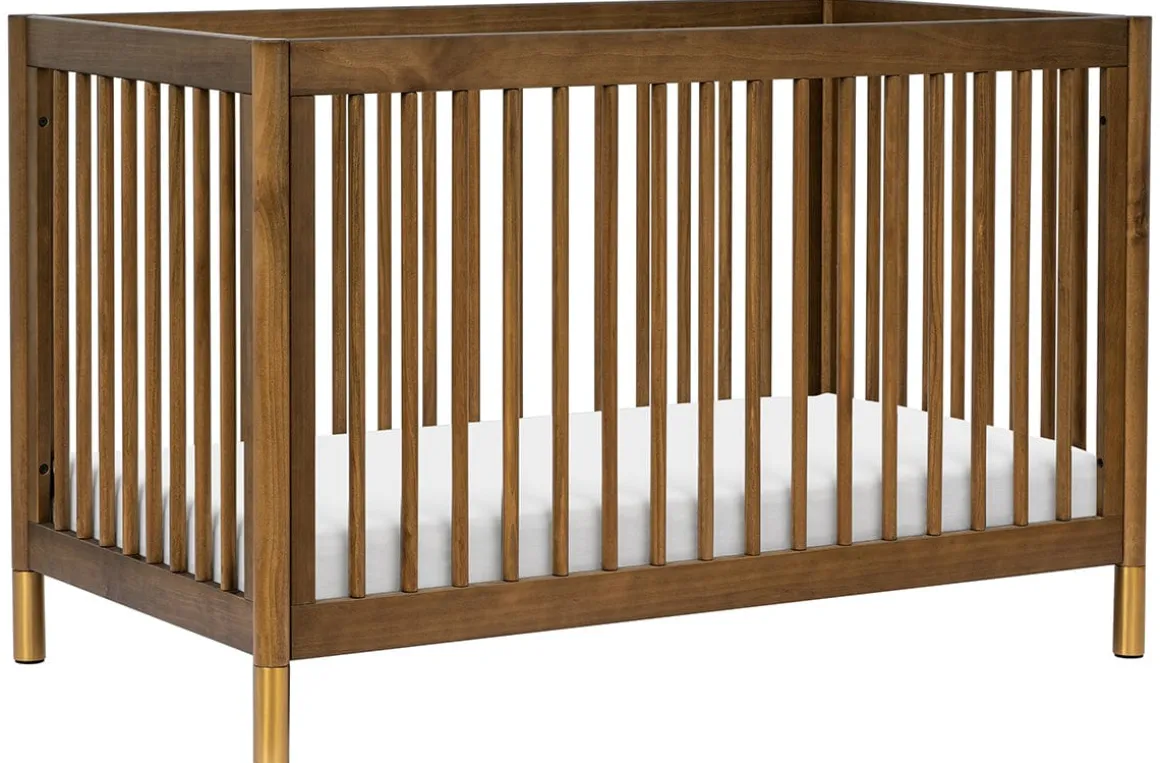 Babyletto Gelato 4-in-1 Convertible Crib w/Toddler Bed Conversion Kit - Natural Walnut & Gold Feet