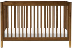 Babyletto Gelato 4-in-1 Convertible Crib w/Toddler Bed Conversion Kit - Natural Walnut & Gold Feet