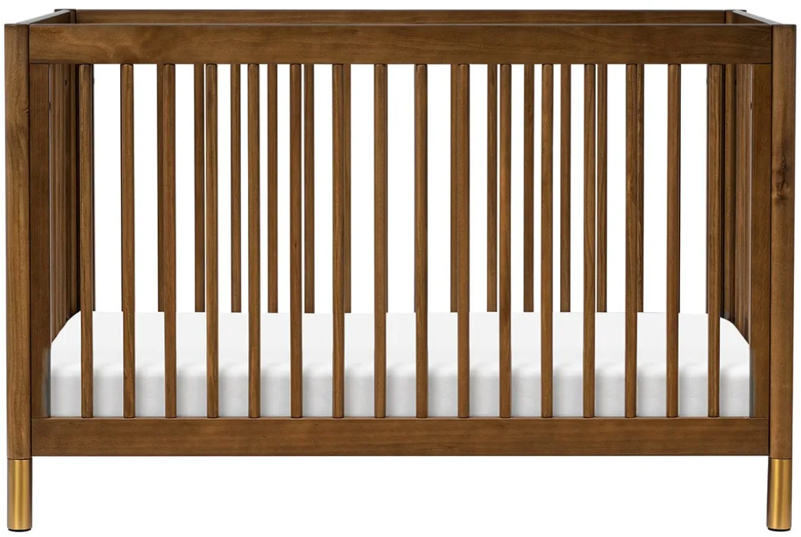 Babyletto Gelato 4-in-1 Convertible Crib w/Toddler Bed Conversion Kit - Natural Walnut & Gold Feet