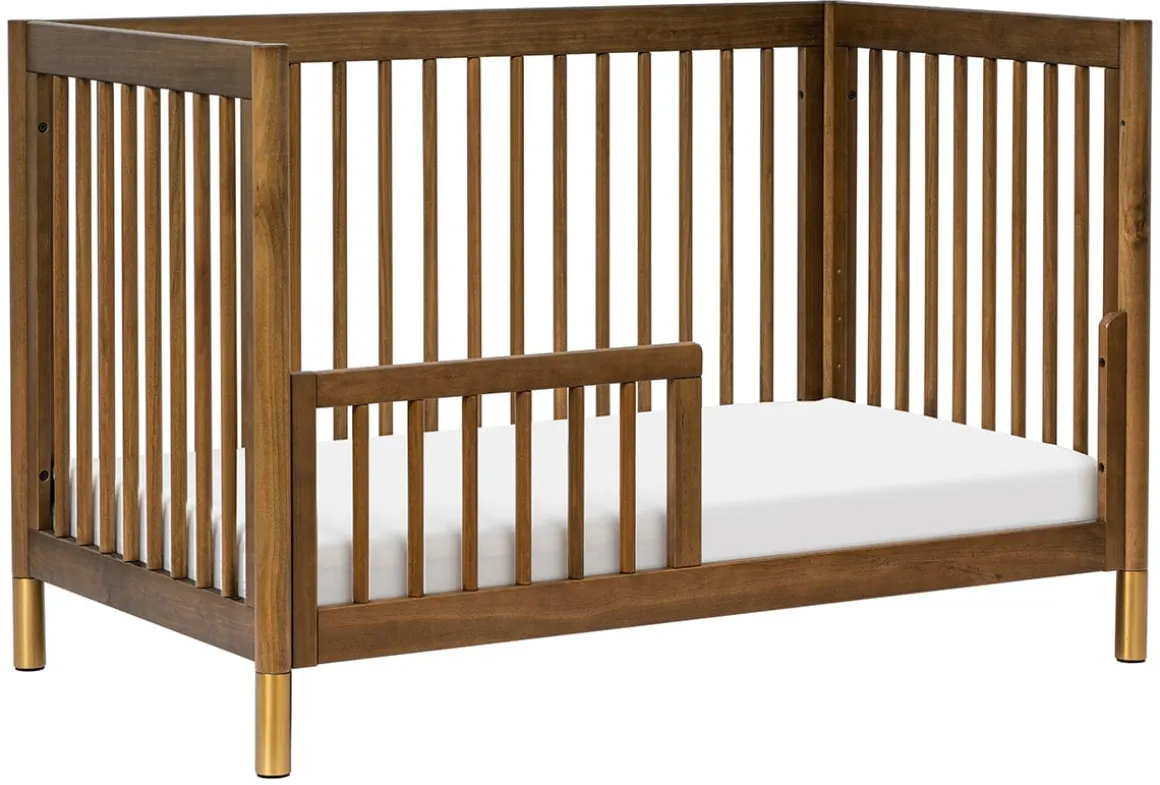Babyletto Gelato 4-in-1 Convertible Crib w/Toddler Bed Conversion Kit - Natural Walnut & Gold Feet