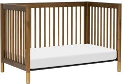 Babyletto Gelato 4-in-1 Convertible Crib w/Toddler Bed Conversion Kit - Natural Walnut & Gold Feet