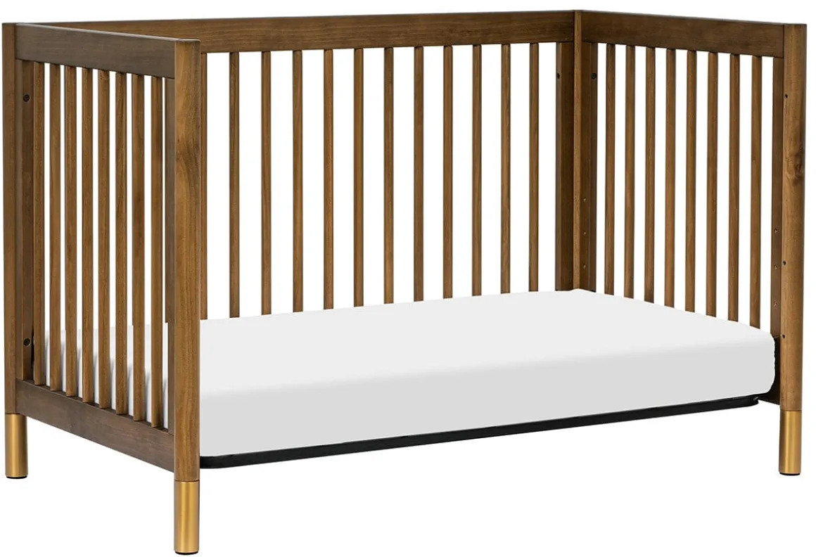 Babyletto Gelato 4-in-1 Convertible Crib w/Toddler Bed Conversion Kit - Natural Walnut & Gold Feet