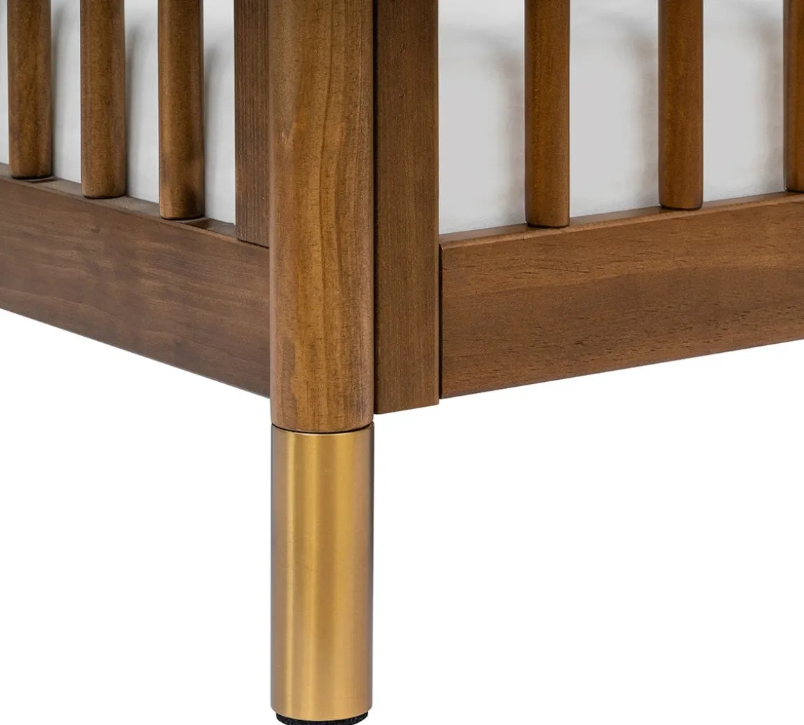 Babyletto Gelato 4-in-1 Convertible Crib w/Toddler Bed Conversion Kit - Natural Walnut & Gold Feet