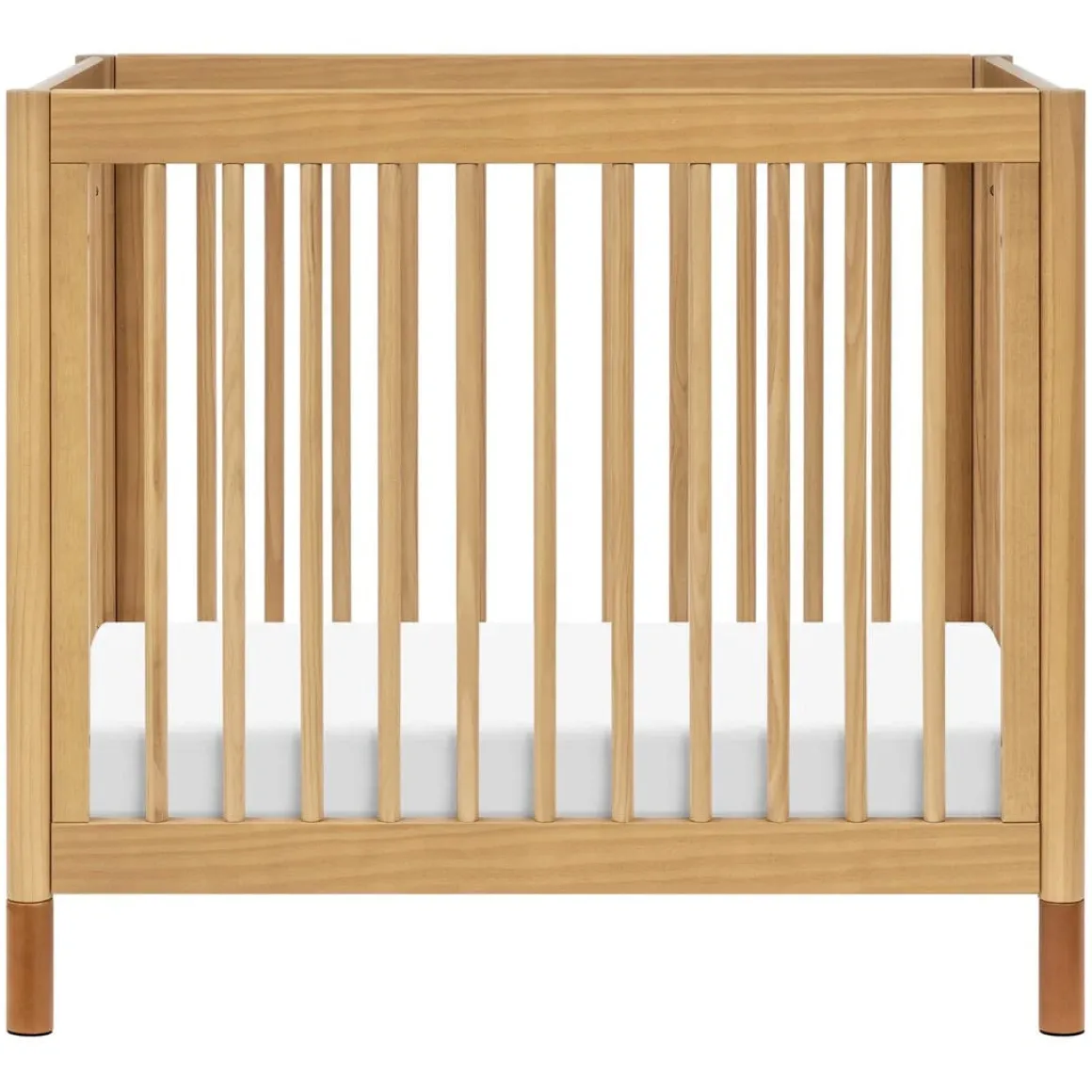Babyletto Gelato 4-in-1 Convertible Mini Crib - Honey w/ Vegan Tan Leather