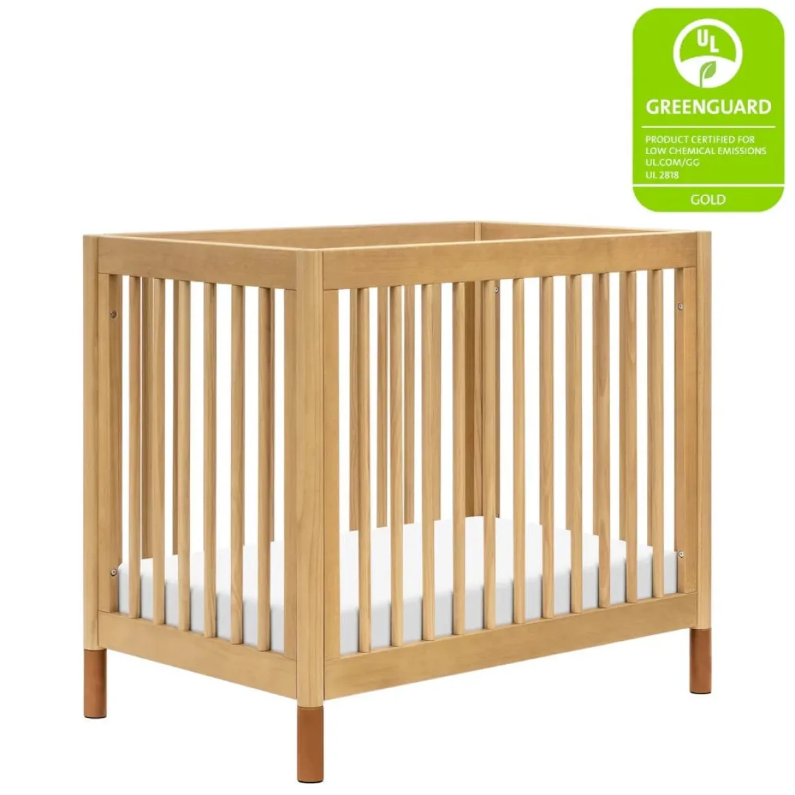 Babyletto Gelato 4-in-1 Convertible Mini Crib - Honey w/ Vegan Tan Leather