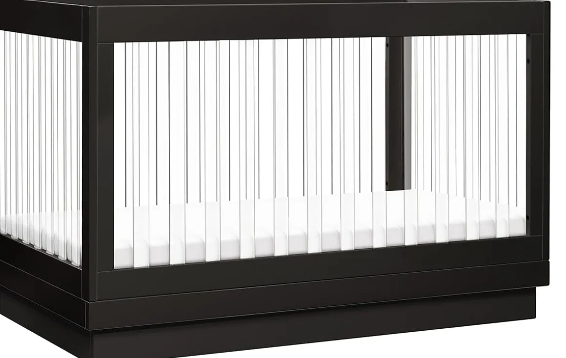 Babyletto Harlow Acrylic 3-in-1 Convertible Crib w/Toddler Bed Conversion Kit - Black / Acrylic