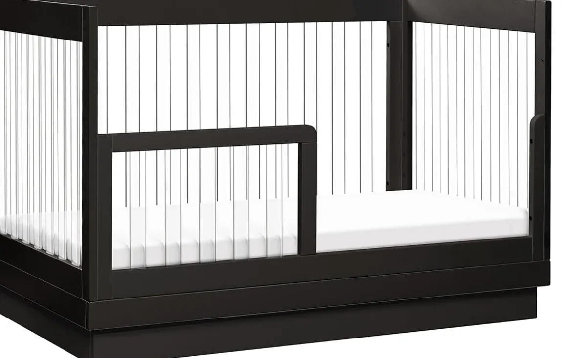 Babyletto Harlow Acrylic 3-in-1 Convertible Crib w/Toddler Bed Conversion Kit - Black / Acrylic