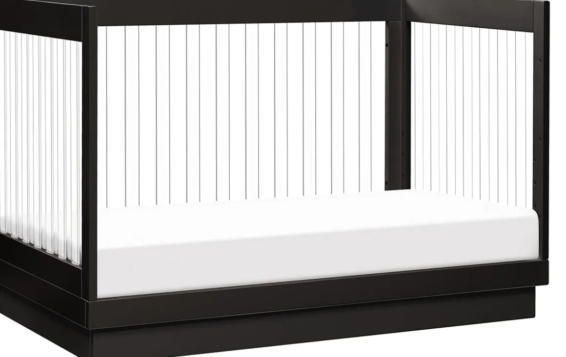 Babyletto Harlow Acrylic 3-in-1 Convertible Crib w/Toddler Bed Conversion Kit - Black / Acrylic