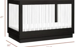 Babyletto Harlow Acrylic 3-in-1 Convertible Crib w/Toddler Bed Conversion Kit - Black / Acrylic