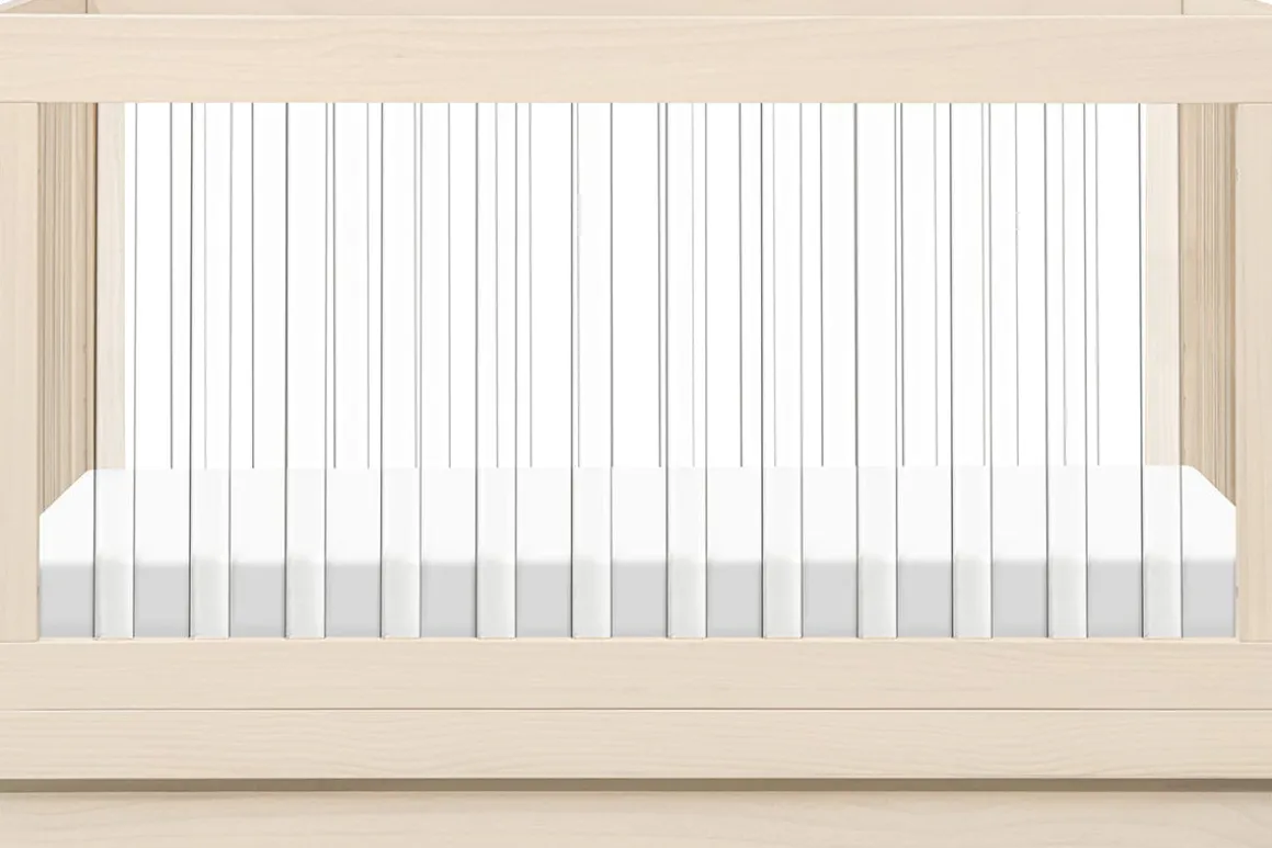 Babyletto Harlow Acrylic 3-in-1 Convertible Crib w/Toddler Bed Conversion Kit - Washed Natural / Acrylic