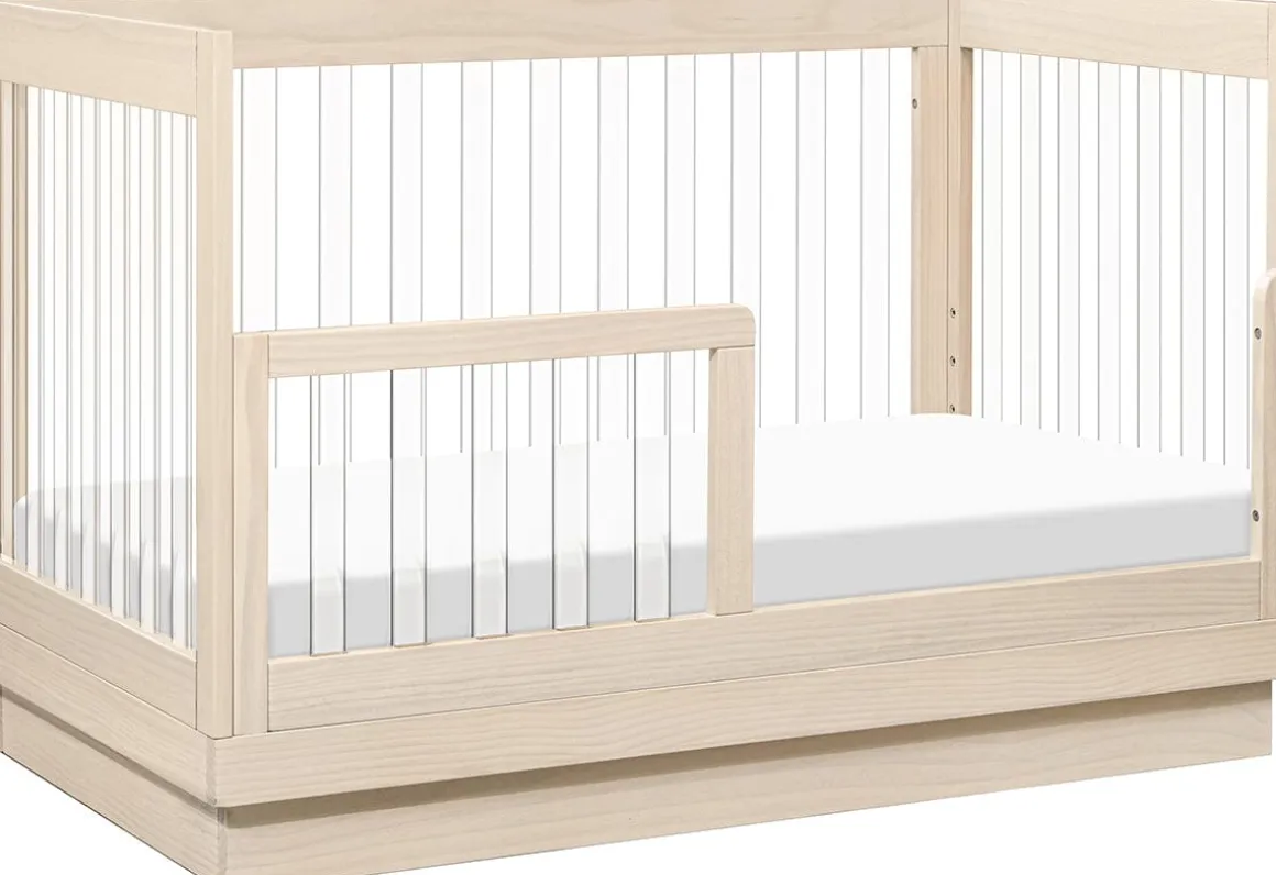 Babyletto Harlow Acrylic 3-in-1 Convertible Crib w/Toddler Bed Conversion Kit - Washed Natural / Acrylic