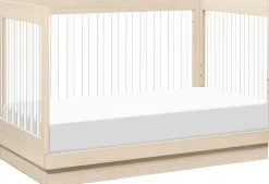 Babyletto Harlow Acrylic 3-in-1 Convertible Crib w/Toddler Bed Conversion Kit - Washed Natural / Acrylic
