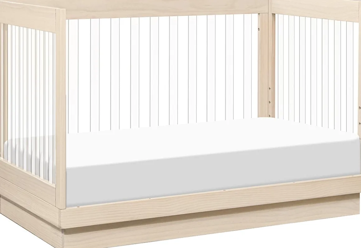 Babyletto Harlow Acrylic 3-in-1 Convertible Crib w/Toddler Bed Conversion Kit - Washed Natural / Acrylic